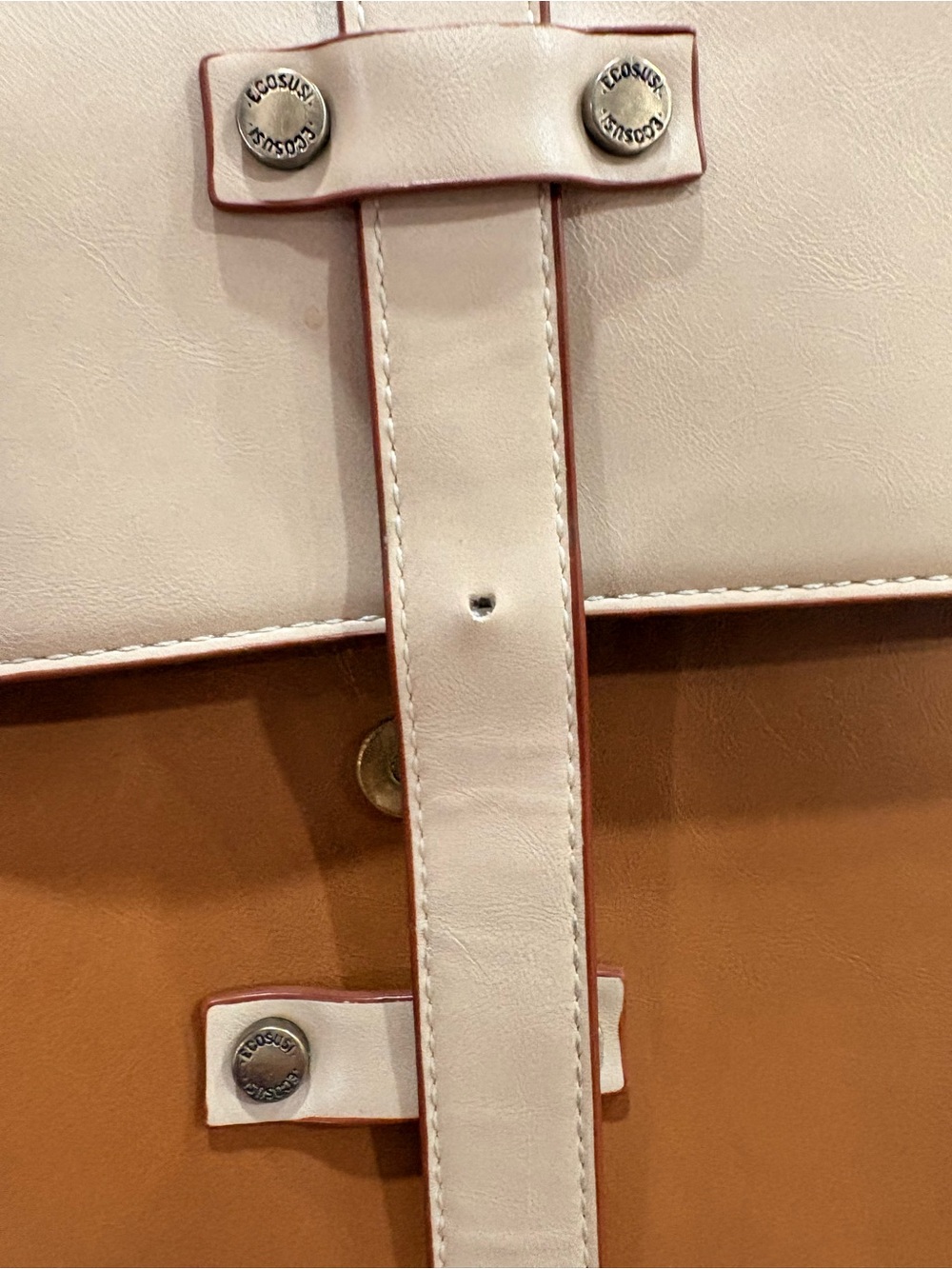 Sombre Vintage Briefcase - Cream & Tan Brown - Picture 6 of 7